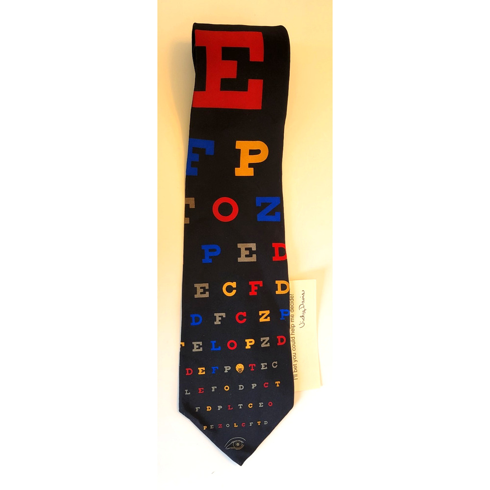 Vicky Davis Custom “Love Is Blind” Eye Chart All‑Silk Men’s Tie – New With Tags